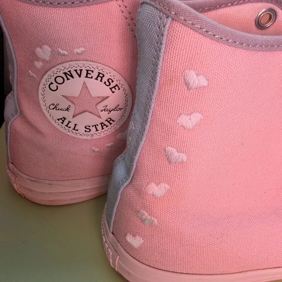 Converse All Stars Light Pink & Blue High-Top Sneakers - Picture 8 of 15